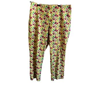 Vintage Harris Wallace Yellow Floral‎ Print Cotton Stretch Capri Pants Size 12